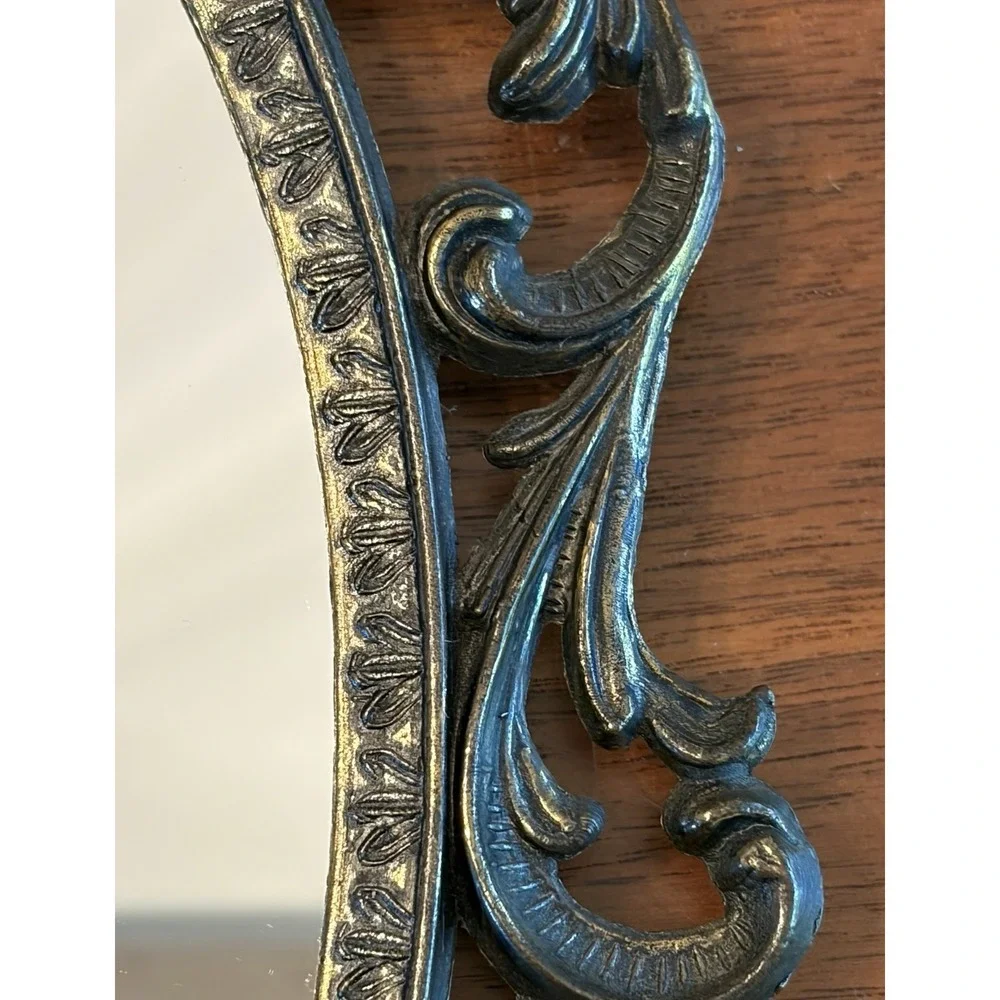 VTG Hollywood Regency Style Oval Wall Mirror Brass Frame Made In Italy 8.5